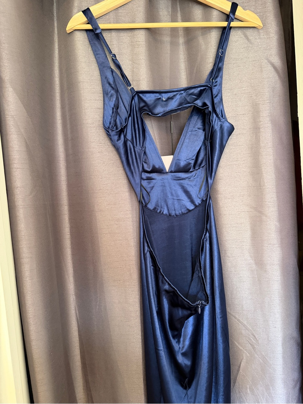 NWT Hello Molly Sunset View Navy Satin Dress - Picture 6 of 6